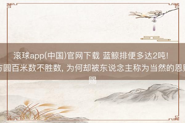 滚球app(中国)官网下载 蓝鲸排便多达2吨! 方圆百米数不胜数， 为何却被东说念主称为当然的恩赐
