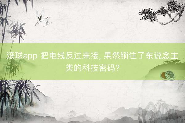 滚球app 把电线反过来接， 果然锁住了东说念主类的科技密码?