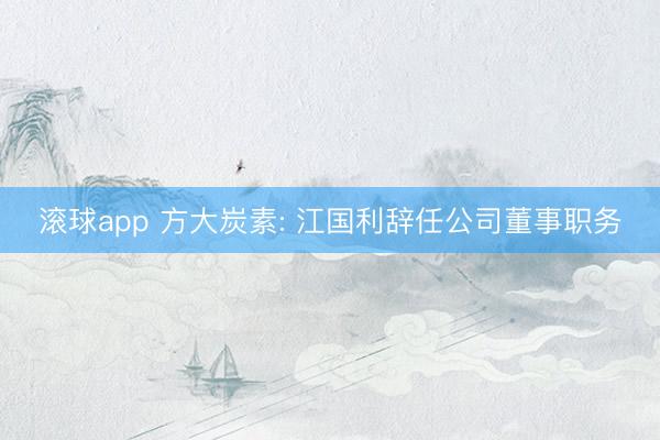 滚球app 方大炭素: 江国利辞任公司董事职务