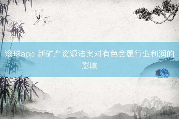 滚球app 新矿产资源法案对有色金属行业利润的影响