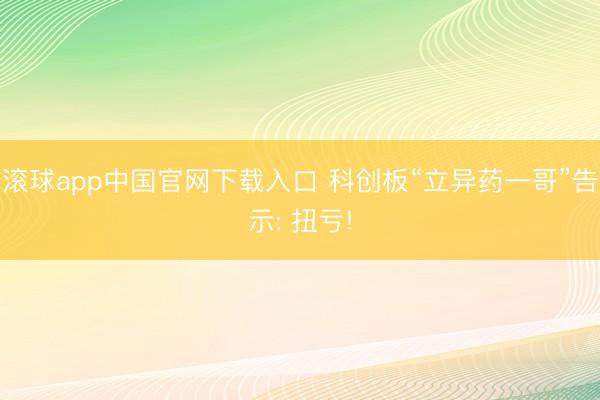 滚球app中国官网下载入口 科创板“立异药一哥”告示: 扭亏!