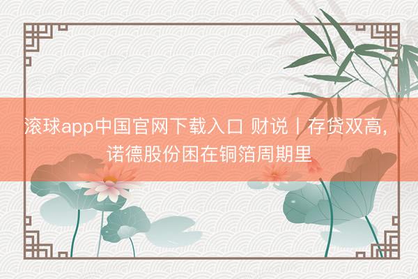 滚球app中国官网下载入口 财说丨存贷双高， 诺德股份困在铜箔周期里