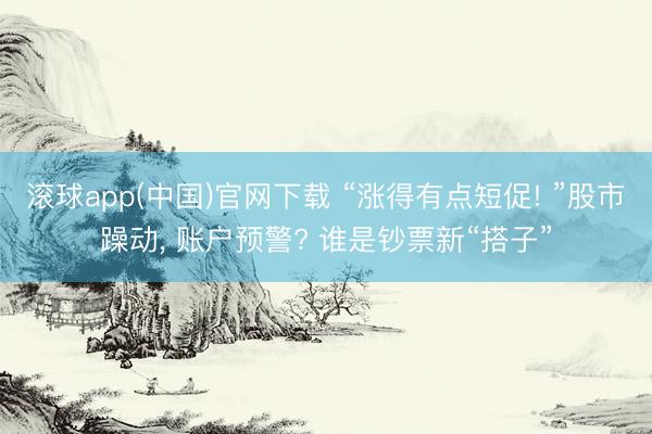 滚球app(中国)官网下载 “涨得有点短促! ”股市躁动， 账户预警? 谁是钞票新“搭子”