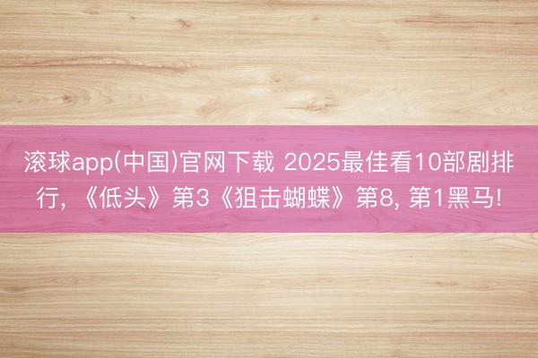 滚球app(中国)官网下载 2025最佳看10部剧排行， 《低头》第3《狙击蝴蝶》第8， 第1黑马!