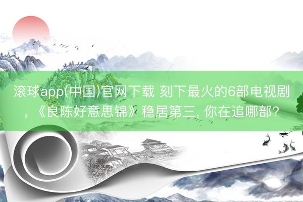 滚球app(中国)官网下载 刻下最火的6部电视剧， 《良陈好意思锦》稳居第三， 你在追哪部?