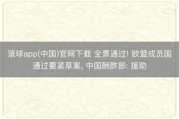 滚球app(中国)官网下载 全票通过! 欧盟成员国通过要紧草案， 中国酬酢部: 援助