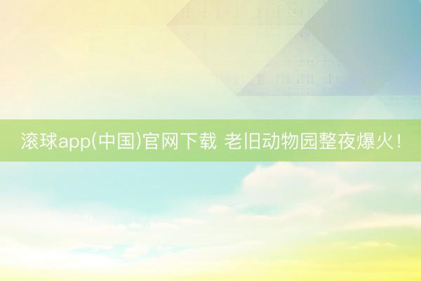滚球app(中国)官网下载 老旧动物园整夜爆火！