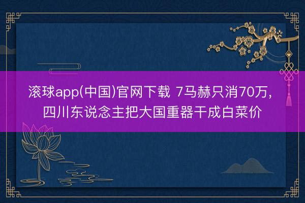 滚球app(中国)官网下载 7马赫只消70万， 四川东说念主把大国重器干成白菜价