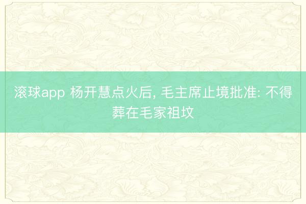 滚球app 杨开慧点火后， 毛主席止境批准: 不得葬在毛家祖坟