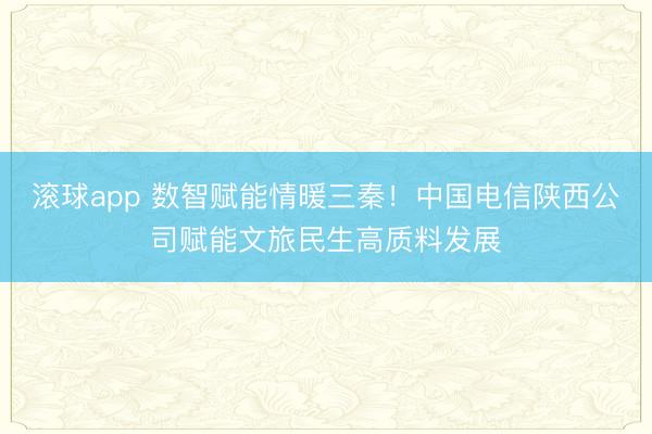 滚球app 数智赋能情暖三秦！中国电信陕西公司赋能文旅民生高质料发展