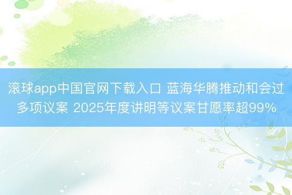 滚球app中国官网下载入口 蓝海华腾推动和会过多项议案 2025年度讲明等议案甘愿率超99%