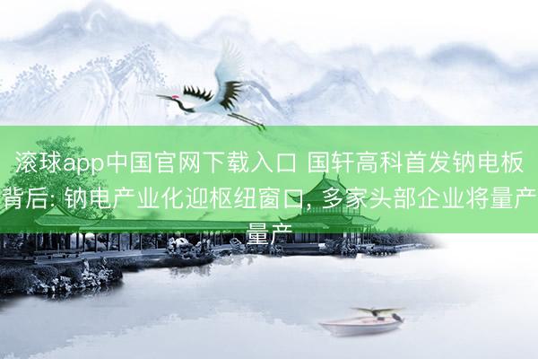 滚球app中国官网下载入口 国轩高科首发钠电板背后: 钠电产业化迎枢纽窗口， 多家头部企业将量产