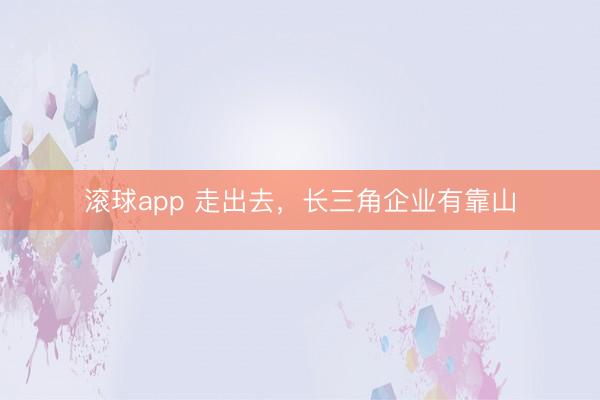 滚球app 走出去，长三角企业有靠山