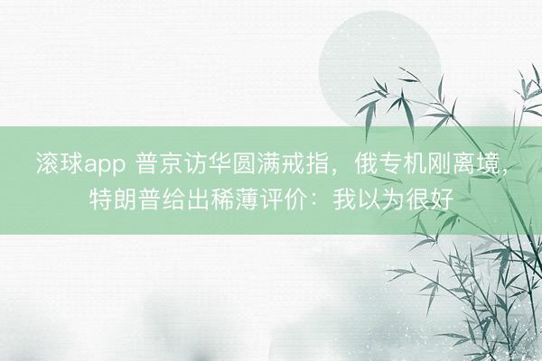 滚球app 普京访华圆满戒指，俄专机刚离境，特朗普给出稀薄评价：我以为很好