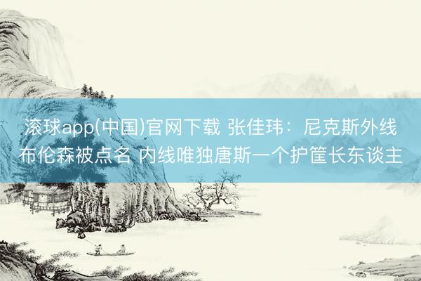 滚球app(中国)官网下载 张佳玮：尼克斯外线布伦森被点名 内线唯独唐斯一个护筐长东谈主