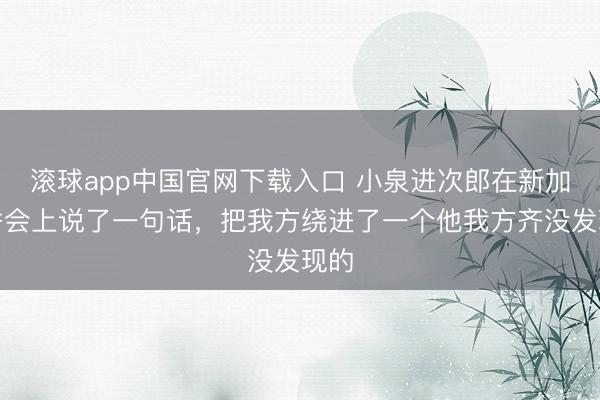 滚球app中国官网下载入口 小泉进次郎在新加坡香会上说了一句话，把我方绕进了一个他我方齐没发现的