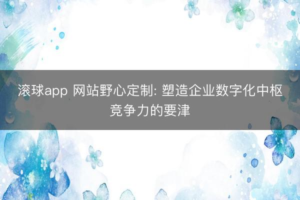 滚球app 网站野心定制: 塑造企业数字化中枢竞争力的要津