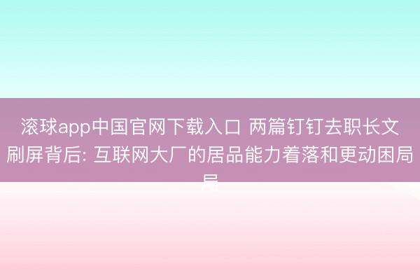 滚球app中国官网下载入口 两篇钉钉去职长文刷屏背后: 互联网大厂的居品能力着落和更动困局