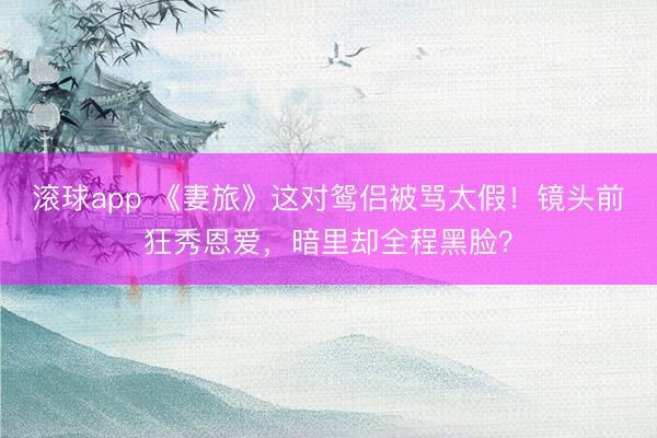 滚球app 《妻旅》这对鸳侣被骂太假!镜头前狂秀恩爱,暗里却全程黑脸?