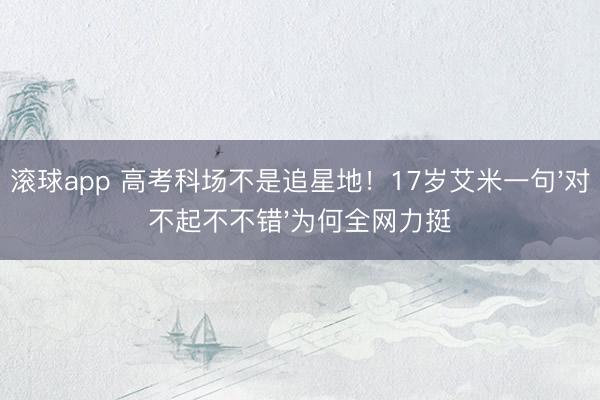 滚球app 高考科场不是追星地！17岁艾米一句'对不起不不错'为何全网力挺