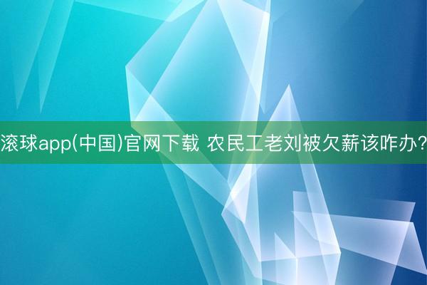 滚球app(中国)官网下载 农民工老刘被欠薪该咋办？