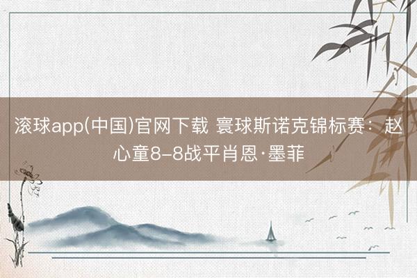 滚球app(中国)官网下载 寰球斯诺克锦标赛：赵心童8-8战平肖恩·墨菲