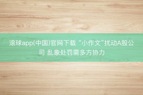 滚球app(中国)官网下载 “小作文”扰动A股公司 乱象处罚需多方协力