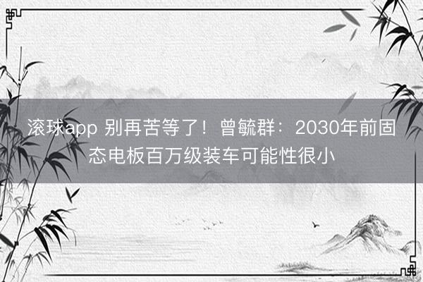 滚球app 别再苦等了！曾毓群：2030年前固态电板百万级装车可能性很小