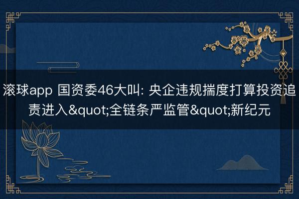 滚球app 国资委46大叫: 央企违规揣度打算投资追责进入"全链条严监管"新纪元
